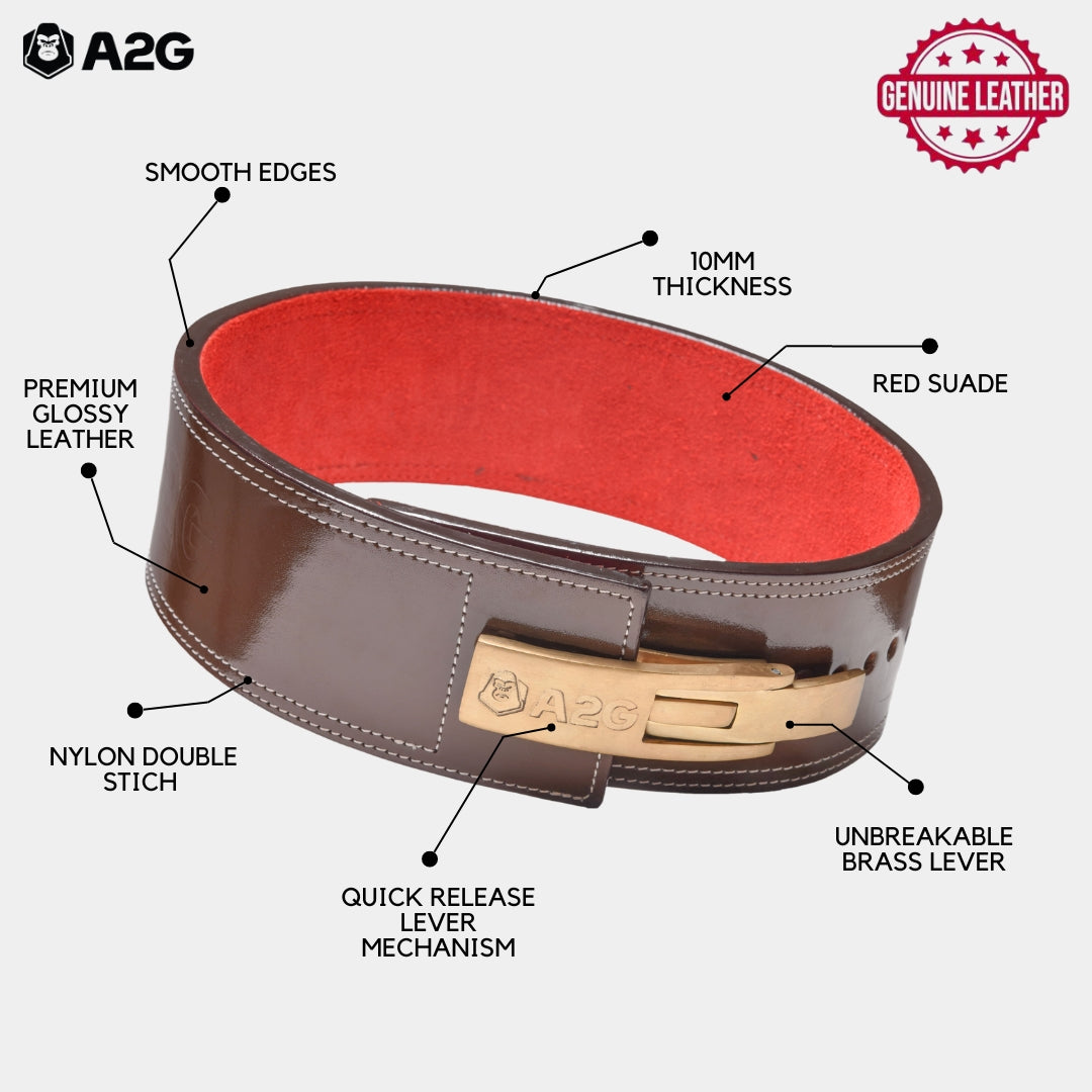 A2G Powerlifting 10 MM Brass Lever belt - a2glifestyle